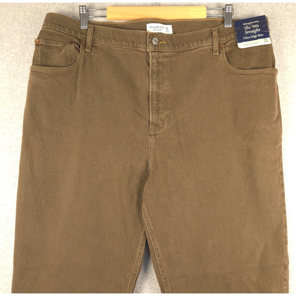 Abercrombie & Fitch 90s Straight Ultra High Rise Curve Love Brown Jeans 35 20L - Picture 7 of 10
